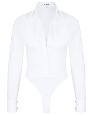 Gestreiftes Popeline- und Jersey-Bodyhemd Layer Body-Shirt ALAIA