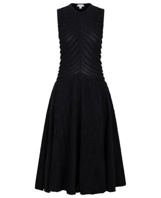 Cable knit detail adorned sheer midi knit dress ALAIA