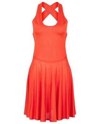 Flared knit mini dress with criss-cross straps ALAIA