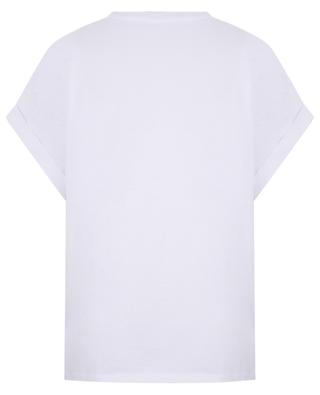 T-shirt à manches courtes en coton logo strass TWINSET