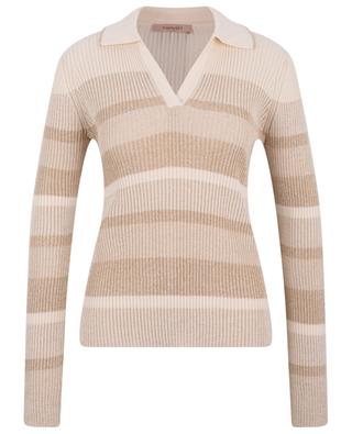 Striped knit long-sleeved polo shirt TWINSET