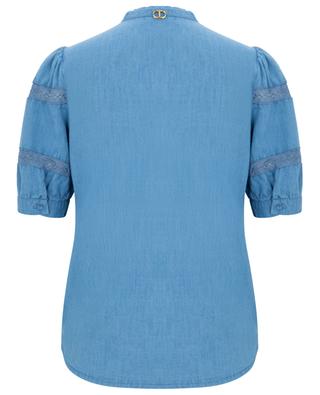 Chambray short-sleeved lace adorned blouse TWINSET