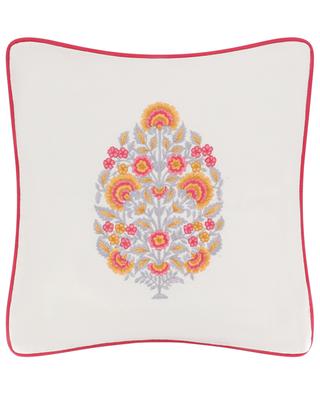 INC02 flower embroidered square cushion LES OTTOMANS