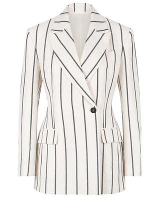 Striped cotton and linen double-breasted blazer BRUNELLO CUCINELLI