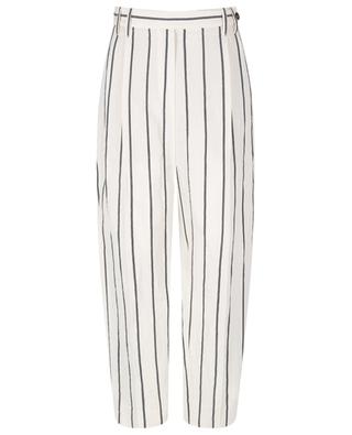 Striped cotton and linen trousers with waistband tucks BRUNELLO CUCINELLI