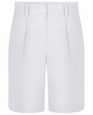 Bermuda City cotton and linen gabardine shorts with waistband tucks BRUNELLO CUCINELLI