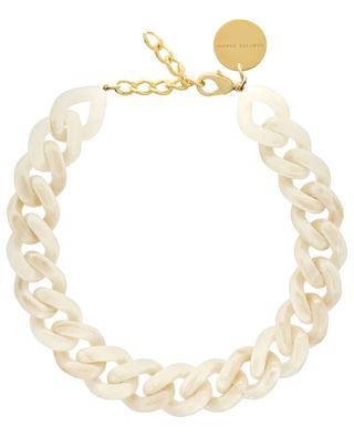 Flat Chain Pearl Marble chunky necklace VANESSA BARONI
