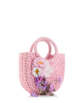 Fairytale girl's flower adorned raffia tote bag MONNALISA