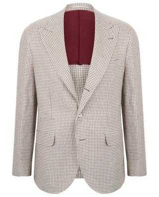 Gingham check adorned linen blend blazer BRUNELLO CUCINELLI