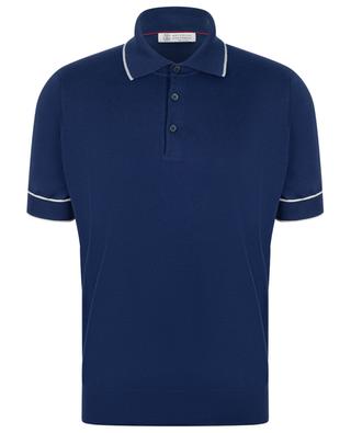 Slim fit cotton knit polo shirt with contrasting details BRUNELLO CUCINELLI