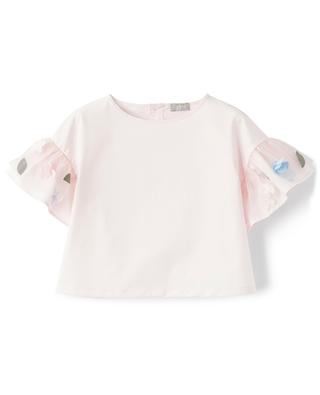 Girl's top with floral tulle sleeves IL GUFO
