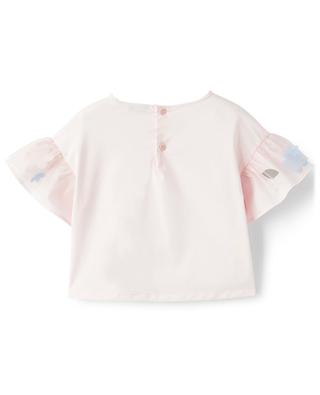 Girl's top with floral tulle sleeves IL GUFO