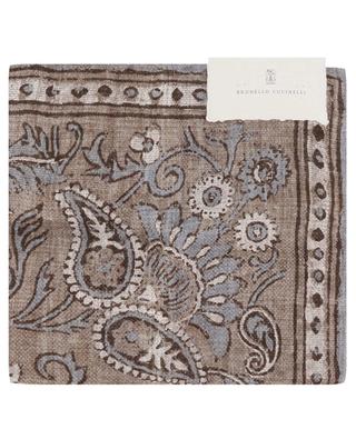 Paisley printed silk and linen pocket square BRUNELLO CUCINELLI