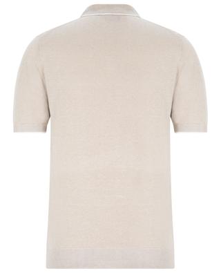 Kurzarm-Strick-Polohemd aus Leinen und Baumwolle mit Streifen Twist FEDELI