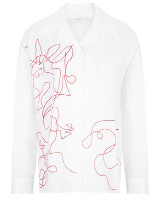 Rabbit embroidered hemp shirt BEATRICE .B