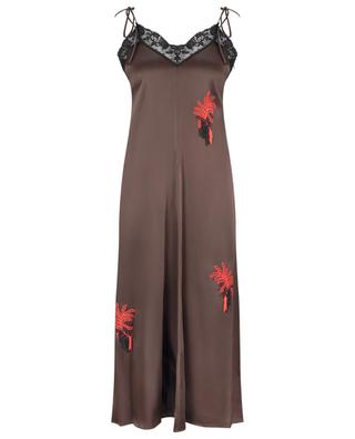 Embroidered satin and lace slip dress BEATRICE .B