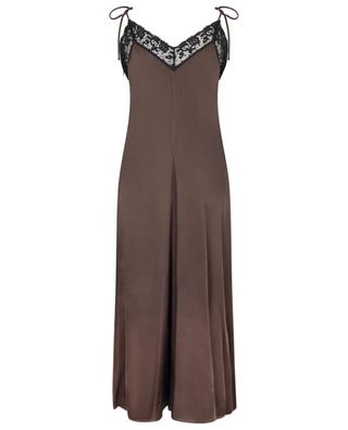 Embroidered satin and lace slip dress BEATRICE .B