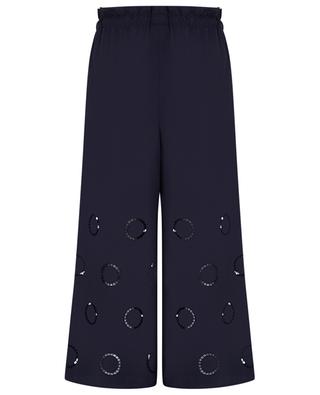 Frey cropped wide-leg openwork embroidered trousers AKRIS PUNTO
