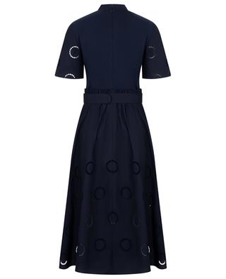 Midi dress in jersey and poplin with openwork embroidery AKRIS PUNTO