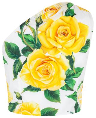 Yellow Roses one-shoulder asymmetric poplin top DOLCE & GABBANA