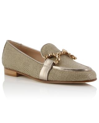 Joys 15 raffia and metallic leather loafers with crystals BONGENIE GRIEDER