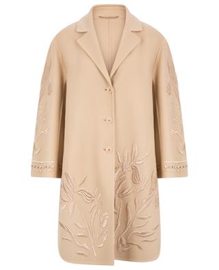 Flower embroidered single-breasted wool short coat ERMANNO SCERVINO