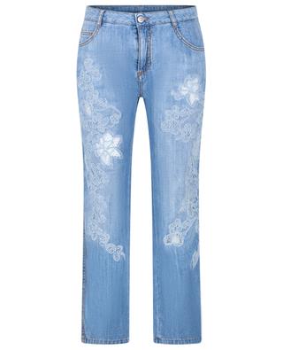 Lace adorned summer denim boyfriend jeans ERMANNO SCERVINO