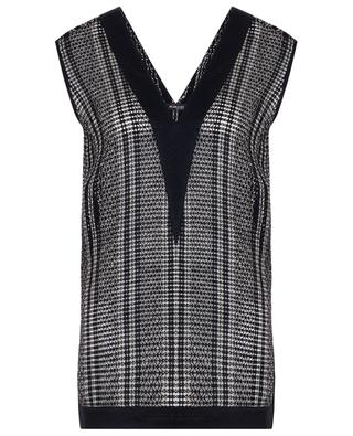 Loose-fit striped linen net sleeveless top KITON
