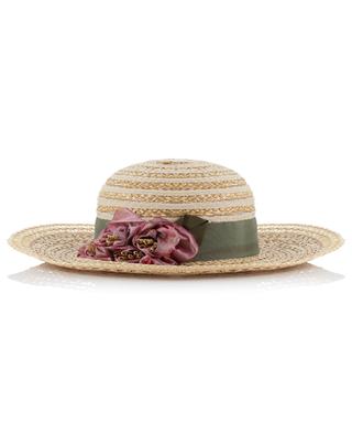 Flower adorned straw and cotton hat GREVI