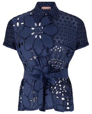 Belted short-sleeved shirt with openwork embroidery ERMANNO SCERVINO LIFE