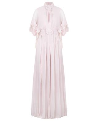 Langes Cape-Kleid aus Seidengeorgette mit Rosendetail GIAMBATTISTA VALLI