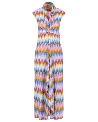 Sleeveless maxi lamé zigzag knit dress with twist MISSONI