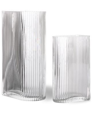 Clear Ribbed set of 2 glass vases HKLIVING