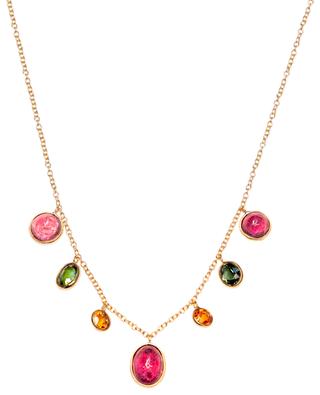 Cabochon yellow gold necklace with tourmaline and citrine GBYG