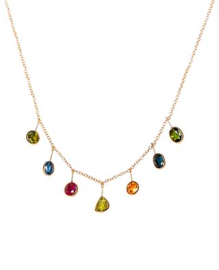 Cabochon yellow gold and precious stone necklace GBYG