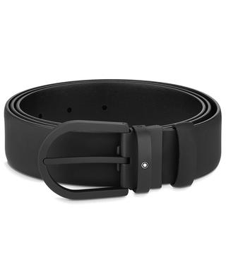 Horseshoe Buckle entirely black leather belt - 35 mm MONTBLANC