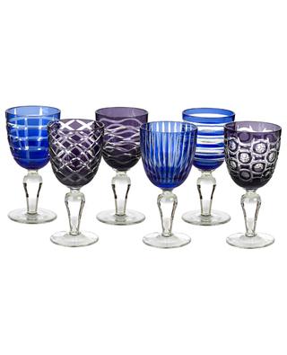 Cobalt Mix set of 6 engraved wine glasses POLS POTTEN