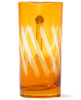 Tubular engraved coloured glass pitcher POLS POTTEN