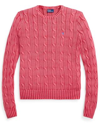 Pony faded-looking fitted cotton cable knit jumper POLO RALPH LAUREN