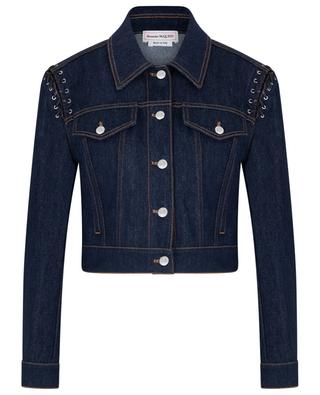 Cropped denim jacket with leather lacing ALEXANDER MC QUEEN