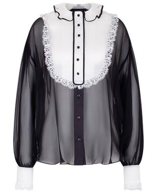 Lace adorned silk chiffon shirt with bib DOLCE & GABBANA