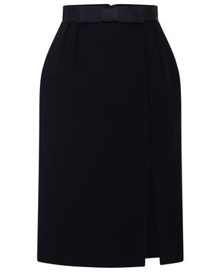 Satin-waist-adorned wool blend sheath skirt DOLCE & GABBANA
