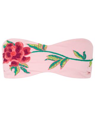 Rose Pink embroidered bandeau bikini top FARM RIO