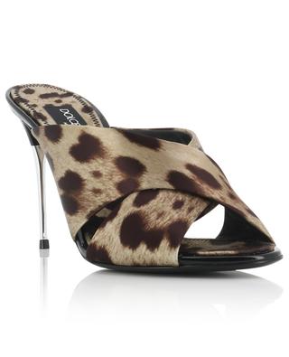 Keira 85 open-toe heeled leopard printed satin mules DOLCE & GABBANA
