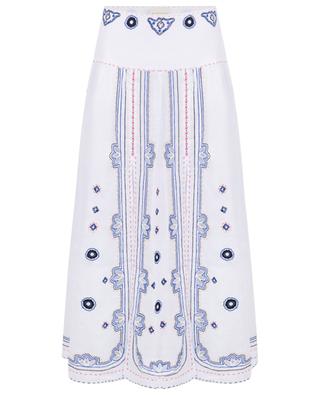 Check Mate long embroidered linen skirt MY SLEEPING GYPSY