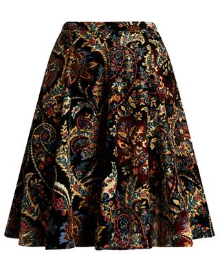 Paisley flower printed A-line short skirt in velvet ETRO