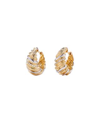 Gauffrette chunky yellow and white gold hoop earrings with diamonds YVONNE LEON