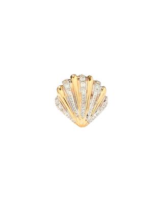 Mini Coquillage single yellow gold and diamond stud earring YVONNE LEON