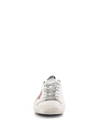 Super-Star low-top distressed leather sneakers with red and gold leather GOLDEN GOOSE