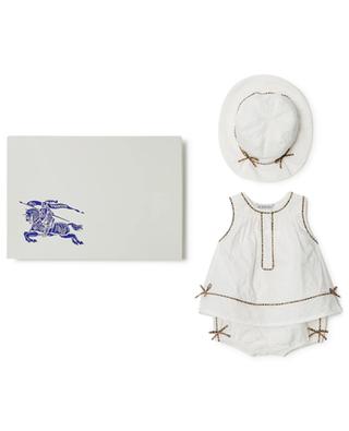 House Check seersucker baby top shorts and hat set BURBERRY